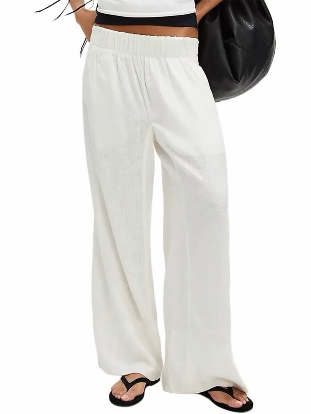 Free People Days End Linen Pull On Pant in Clean Ivory Size M NWT